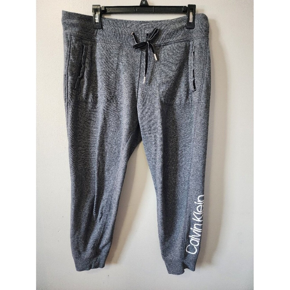 Calvin Klein Performance Gray Joggers Sweatpants Logo Large L